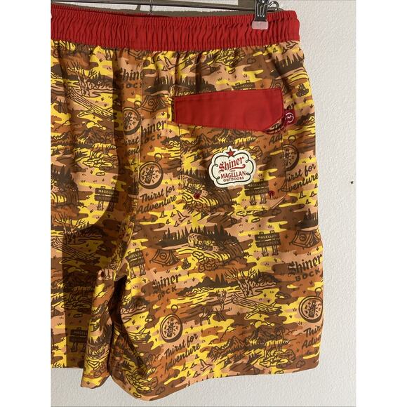 Magellan x Shiner Bock Beer Mens Swim Trunks Shorts Camouflage Camp Bottoms Med - Picture 8 of 11